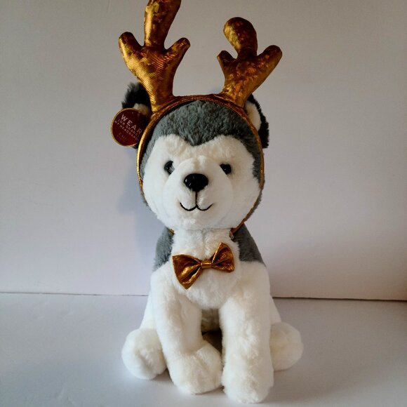 F.A.O. SCHWARZ CHEERS 4 ANTLERS WEAR & SHARE HEADBAND 12'' PLUSH HUSKY ITEM#2796 - Picture 1 of 10